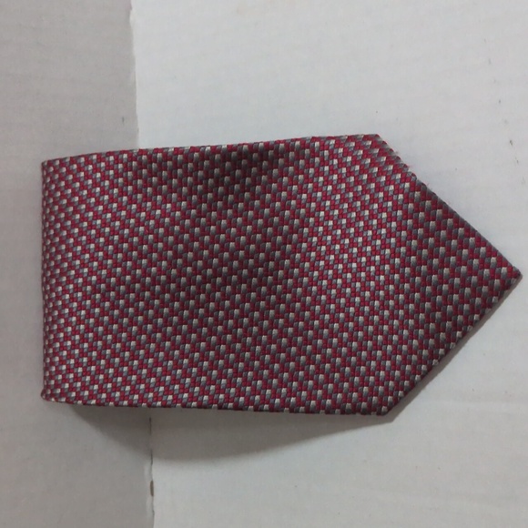 Daniel De Fasson Other - Daniel De Fasson Men's 100% Silk Handmade Tie - Red, Gray & White Pattern